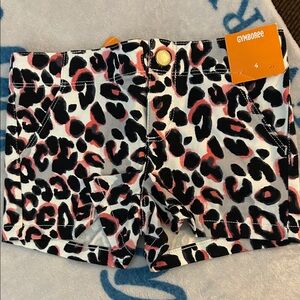 Gymboree Women's Jean Shorts - Black, Pink, White Leopard Print